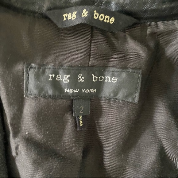 rag & bone women’s gray wool leather trim blazer jacket - Picture 2 of 5